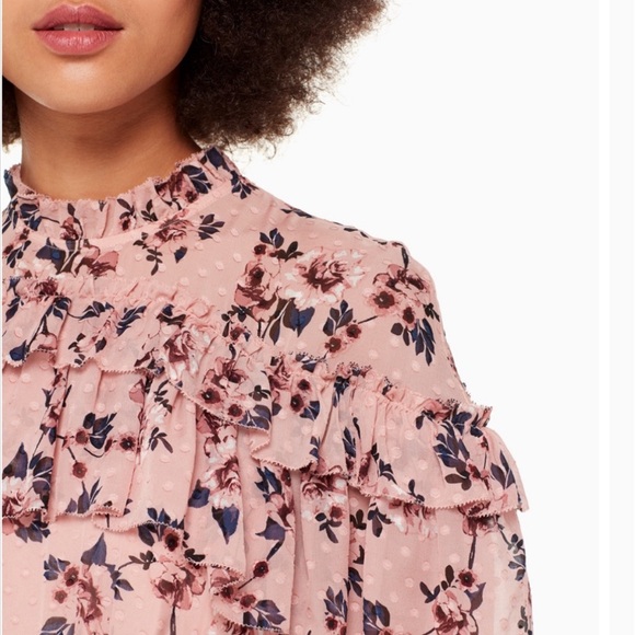 Kate Spade Floral silk ruffle prairie rose dress - Picture 5 of 7